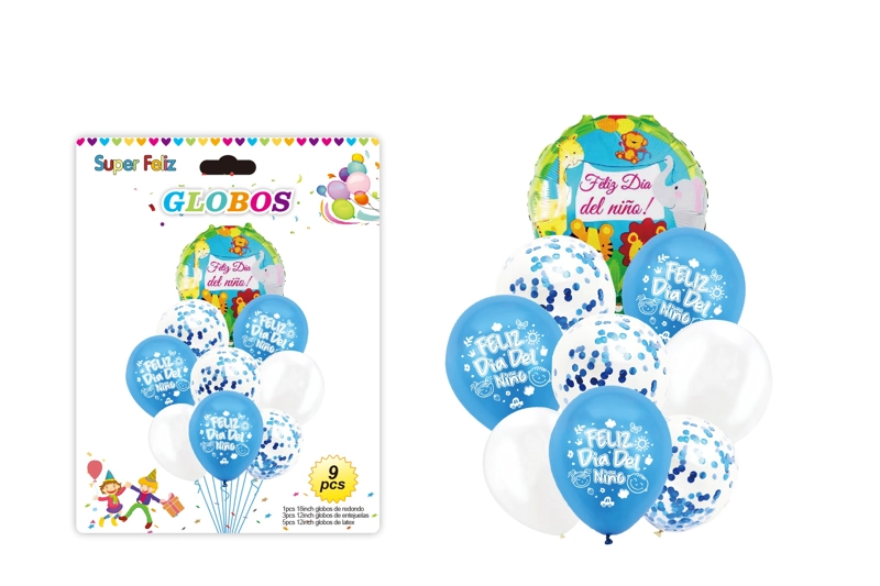DIA DEL NIÑO (ARREGLO DE GLOBOS AZUL/BLANCO/CONFETTI) - 1