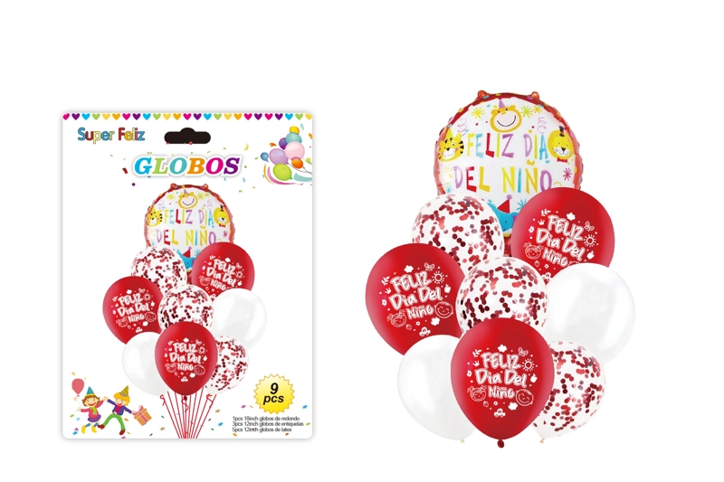 DIA DEL NIÑO (ARREGLO DE GLOBOS ROJO/BLANCO/CONFETTI) - 1