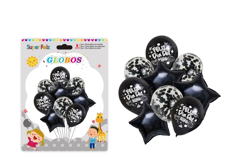 DIA DEL NIÑO (ARREGLO DE GLOBOS NEGRO/CONFETTI/ESTRELLA) - 1