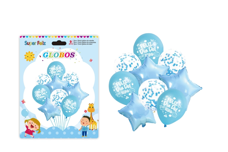 DIA DEL NIÑO (ARREGLO DE GLOBOS AZUL/CONFETTI/ESTRELLA) - 1