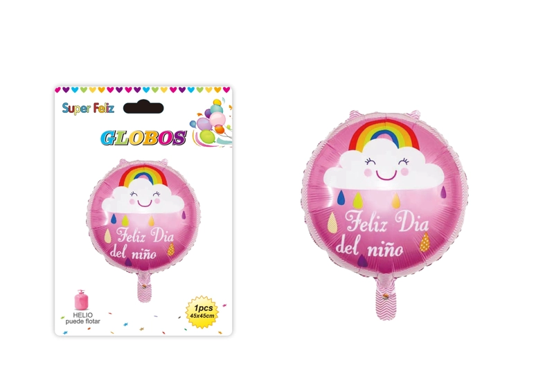 DIA DEL NIÑO (GLOBO REDONDO ROSADO/ARCOIRIS) - 1