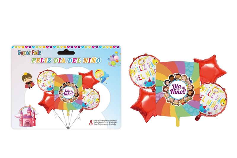 DIA DEL NIÑO (ARREGLO DE GLOBOS ROJO/MULTICOLOR) - 1