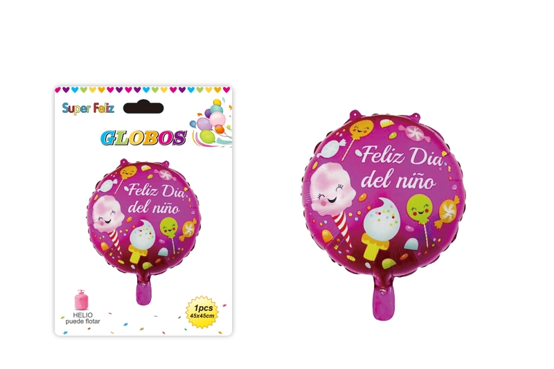 DIA DEL NIÑO (GLOBO REDONDO ROSADO/CARAMELOS) - 1