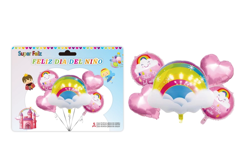 DIA DEL NIÑO (ARREGLO DE GLOBOS ROSADO/ARCOIRIS) - 1