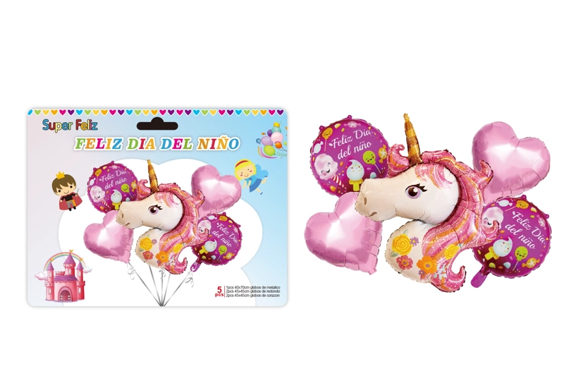 DIA DEL NIÑO (ARREGLO DE GLOBOS FUCSIA UNICORNIO) - 1