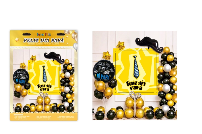 PAPA (PACK DECORACION/FELIZ DIA PAPA DORADO/NEGRO/CORBATA) - 1