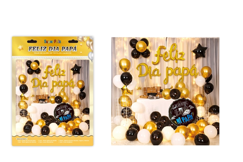 PAPA (PACK DECORACION/FELIZ DIA PAPA DORADO/NEGRO/BLANCO) - 1