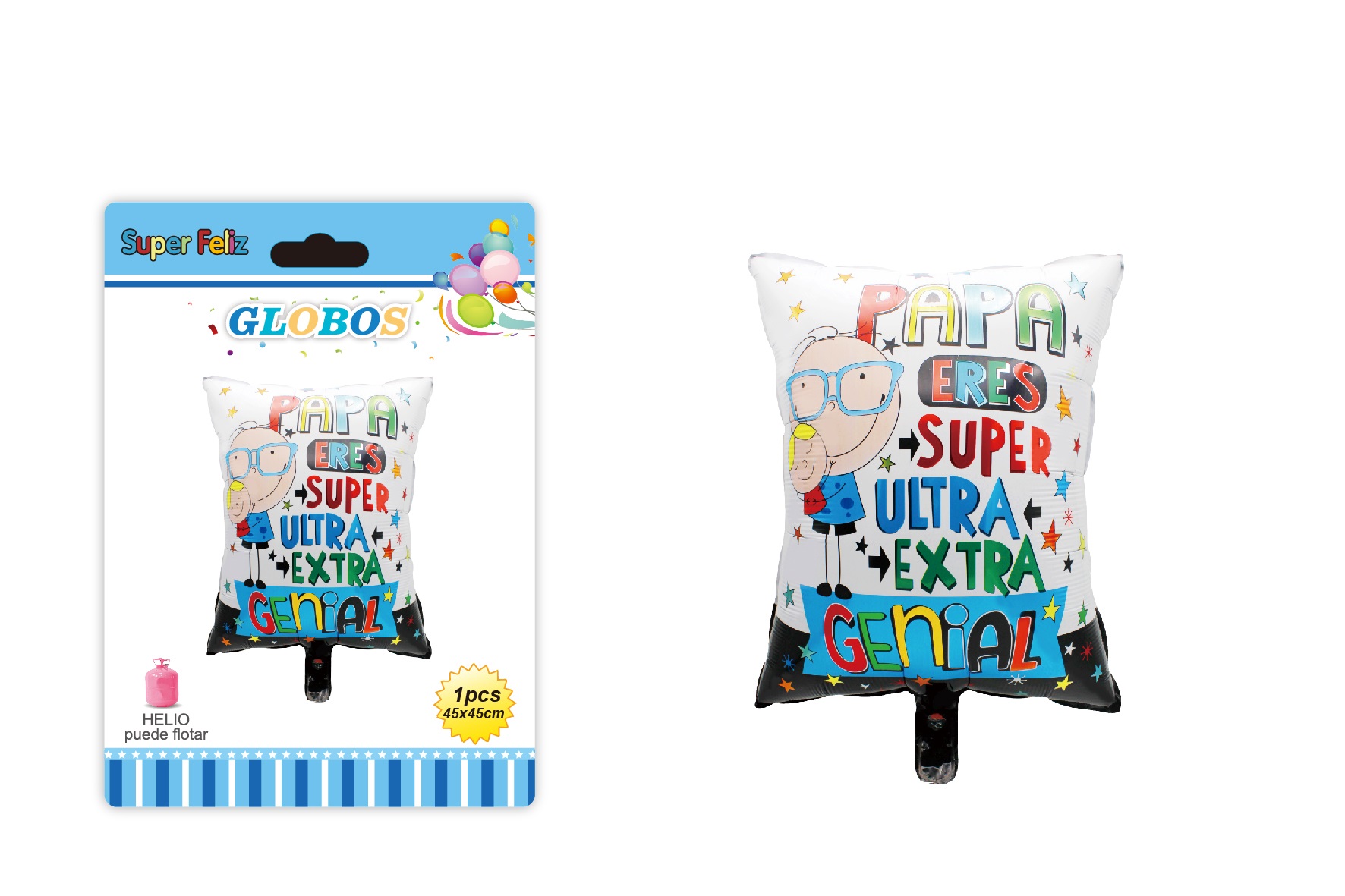PAPA (GLOBO BLANCO/MULTICOLOR CUADRADO) - 1