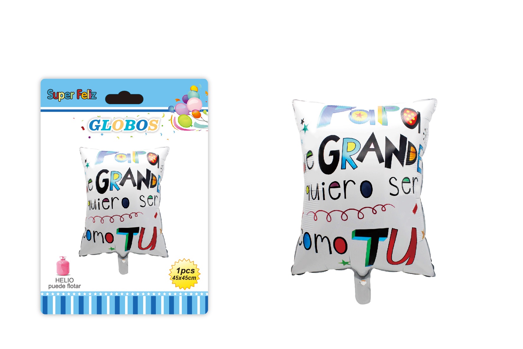 PAPA (GLOBO BLANCO/MULTICOLOR CUADRADO) - 1
