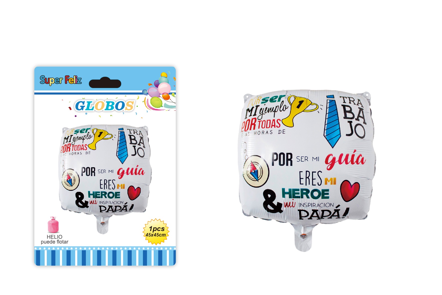 PAPA (GLOBO BLANCO RECTANGULAR DE HELIO 45 CM X 45 CM) - 1