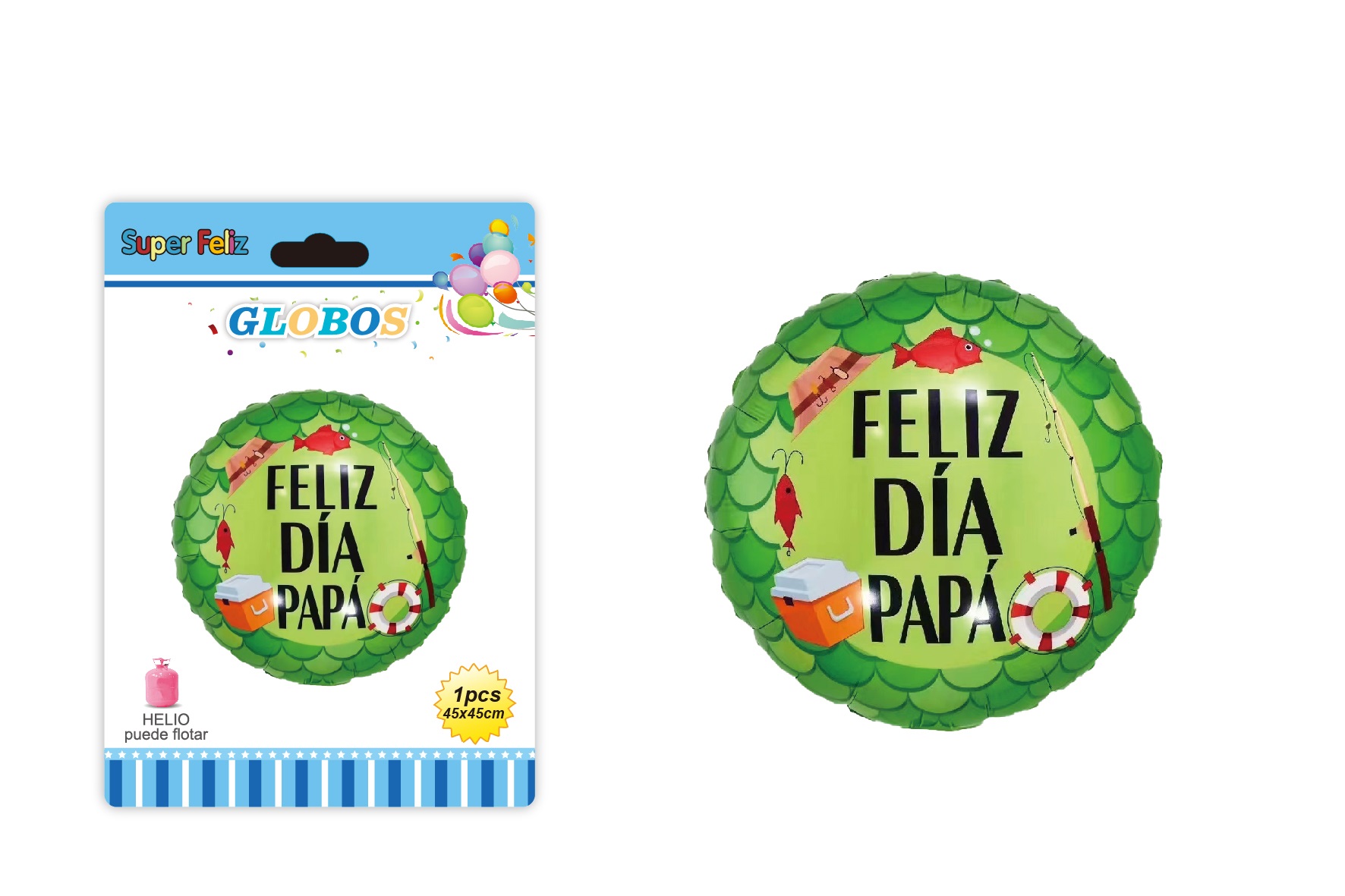 PAPA (GLOBO CIRCULAR VERDE DE HELIO 45 CM X 45 CM FELIZ DIA PAPA) - 1