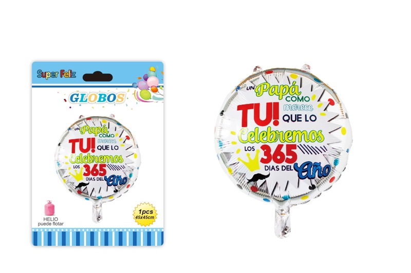 PAPA (GLOBO CIRCULAR PLATEADO DE HELIO 45 CM X 45 CM UN PAPA COMO TU...) - 1