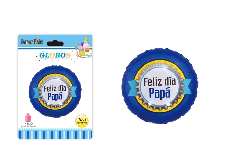 PAPA (GLOBO CIRCULAR AZUL DE HELIO 45 CM X 45 CM FELIZ DIA PAPA) - 1