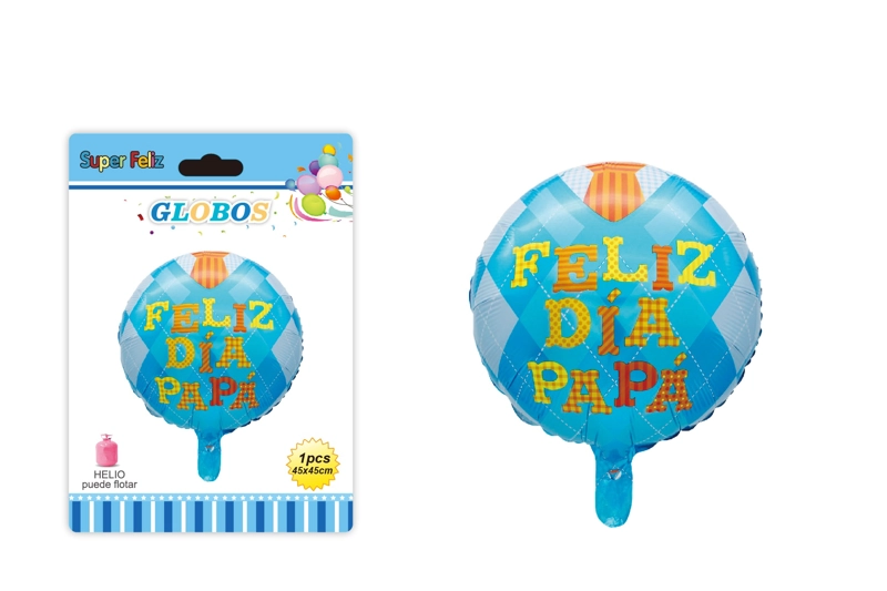 PAPA (GLOBO CIRCULAR AZUL CELESTE DE HELIO 45 CM X 45 CM FELIZ DIA PAPA) - 1