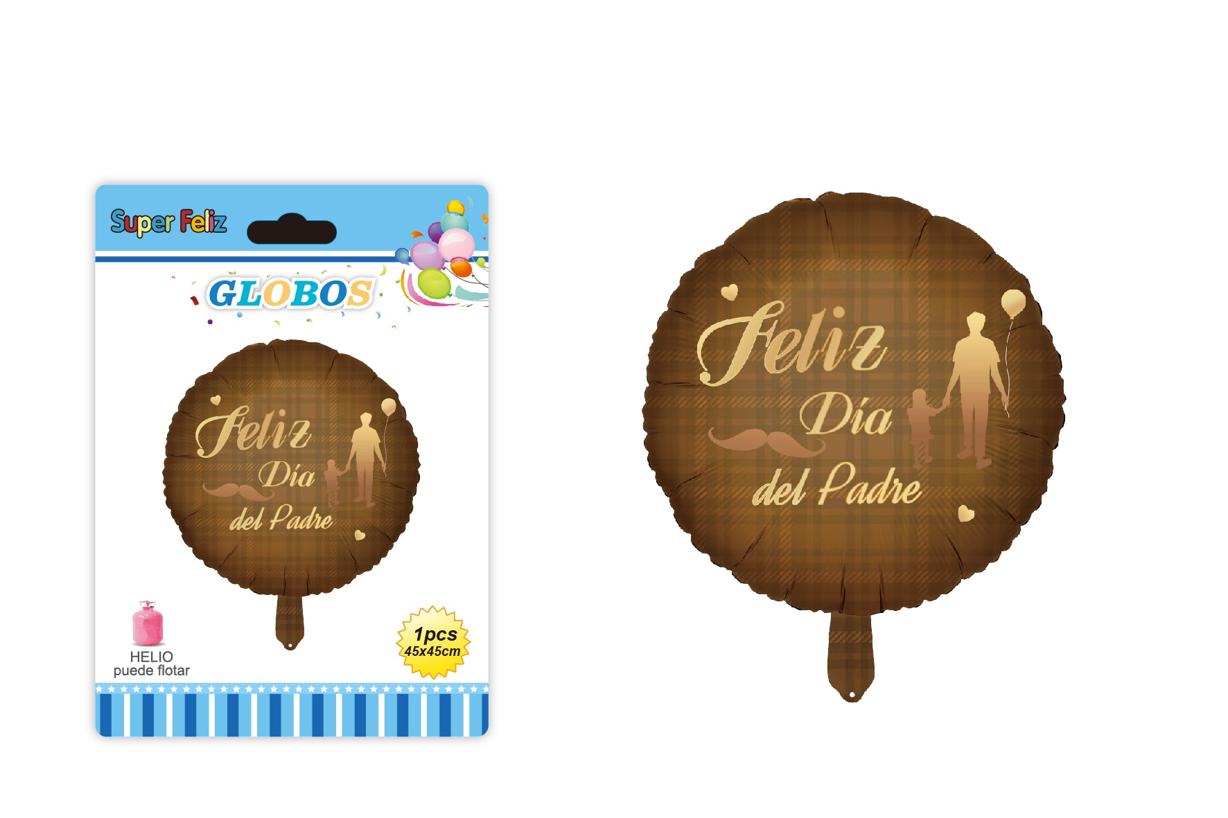 PAPA (GLOBO CIRCULAR MARRON DE HELIO 45 CM X 45 CM FELIZ DIA DEL PADRE) - 1