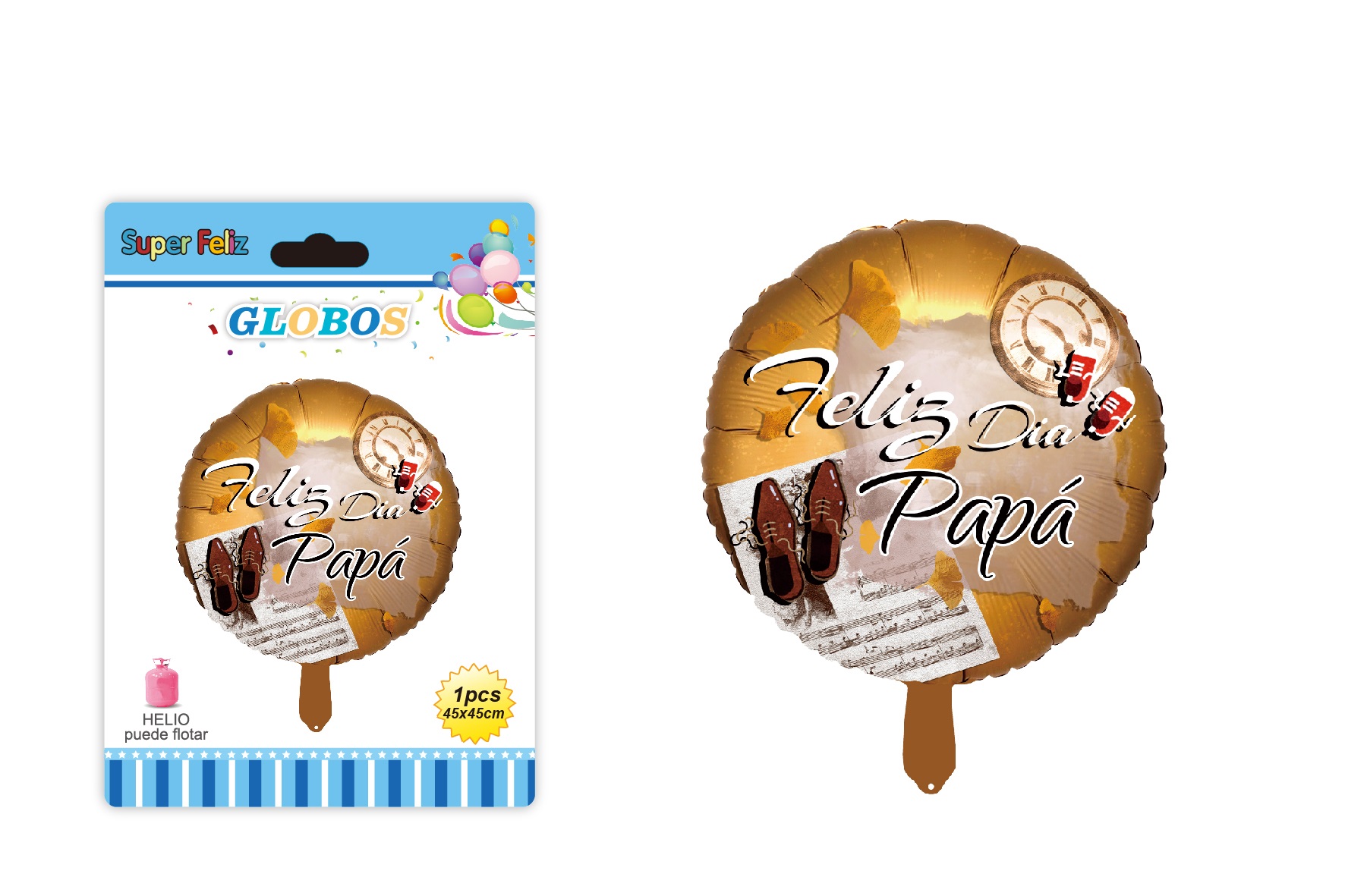 PAPA (GLOBO CIRCULAR DORADO DE HELIO 45 CM X 45 CM FELIZ DIA PAPA) - 1