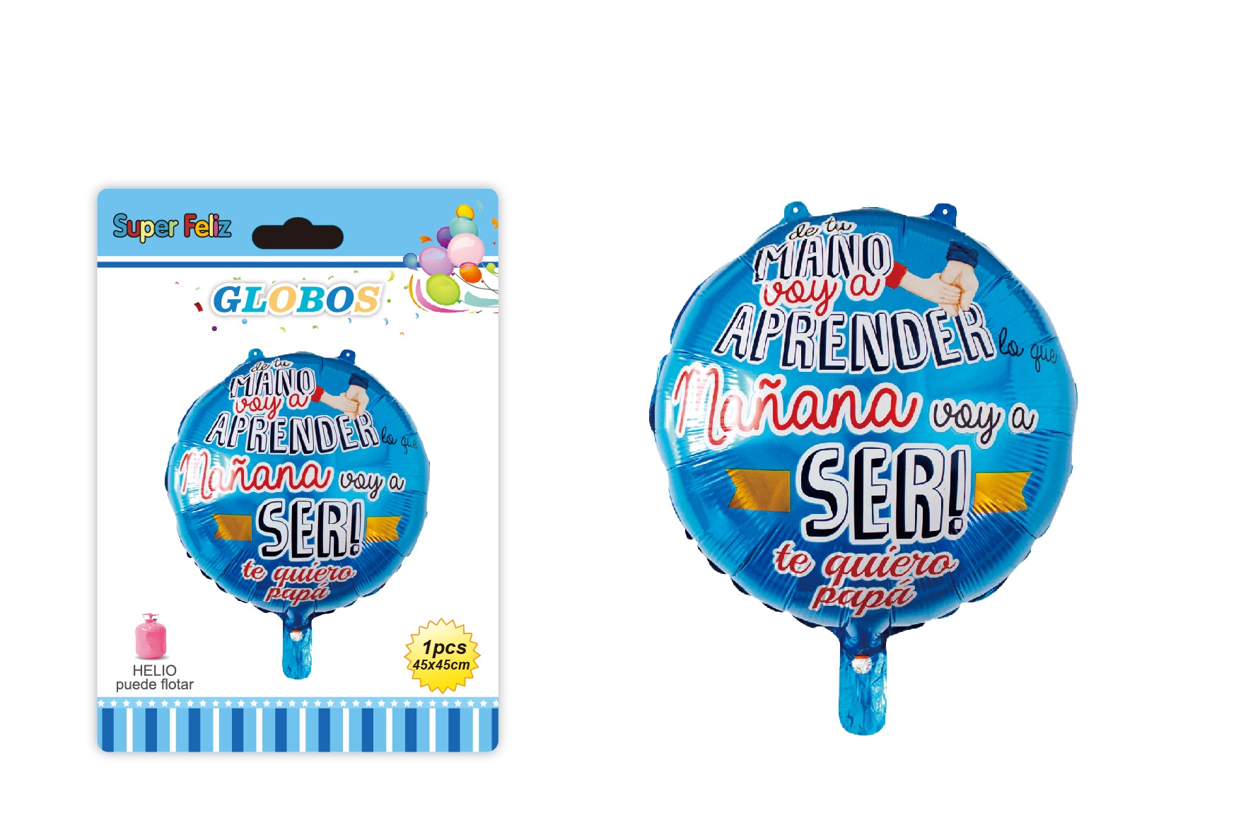 PAPA (GLOBO CIRCULAR AZUL METALIZADO, DE HELIO 45 CM X 45 TE QUIERO PAPA) - 1
