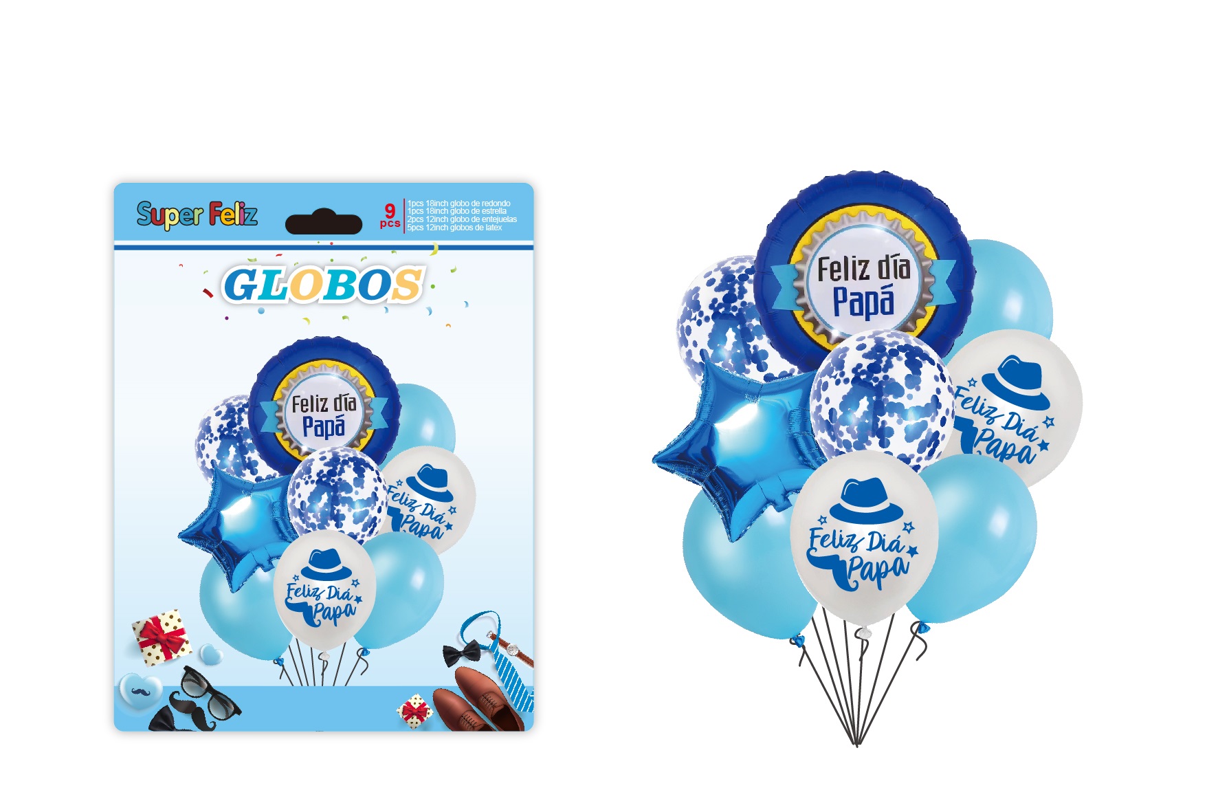 PAPA (GLOBOS/CELESTE/BLANCO/CONFETTI) - 1