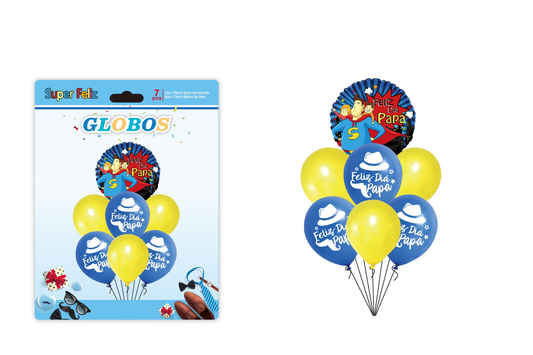 PAPA (GLOBO/BLANCO/AZUL/AMARILLO/ SOMBRERO Y BIGOTE) - 1