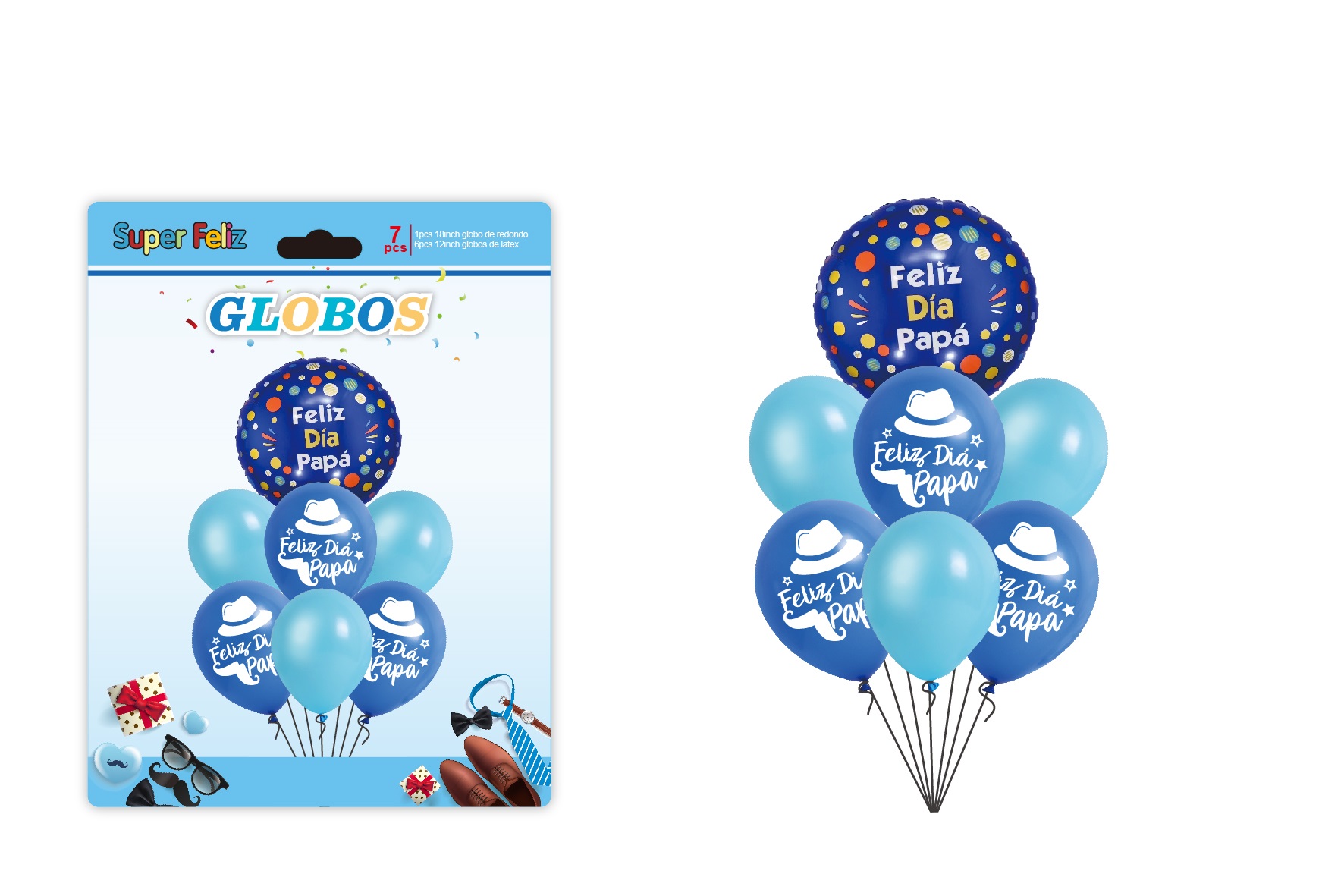 PAPA (GLOBOS/BLANCO/AZUL/SOMBRERO Y BIGOTE) - 1