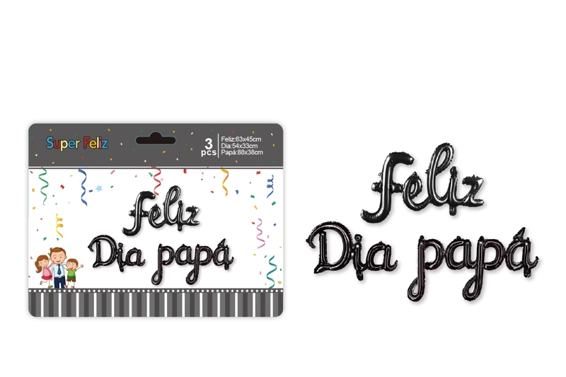 PAPA (GLOBOS 3 PCS NEGRO FELIZ DIA PAPA) - 1