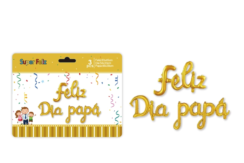 PAPA (GLOBOS 3 PCS DORADO FELIZ DIA PAPA) - 1