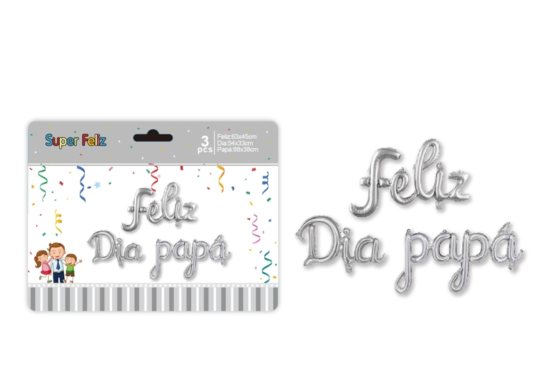 PAPA (GLOBOS 3 PCS PLATEADO FELIZ DIA PAPA) - 1