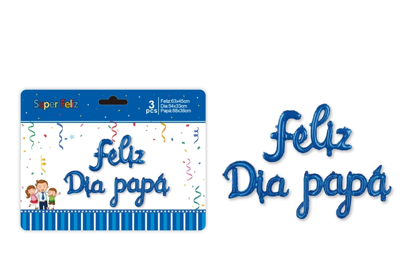 PAPA (GLOBOS 3 PCS AZUL FELIZ DIA PAPA) - 1