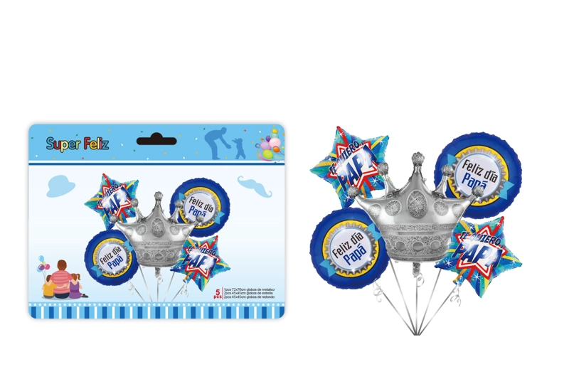 PAPA (COMBO DE GLOBOS/AZUL/PLATEADO/CORONA Y ESTRELLAS) - 1