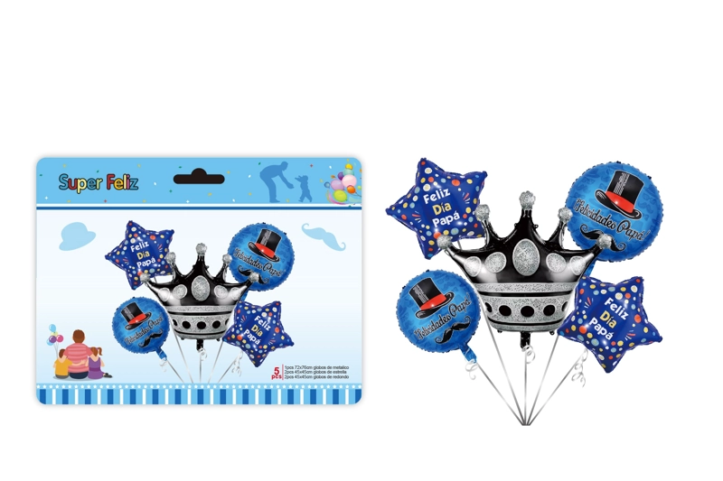 PAPA (COMBO DE GLOBOS/AZUL/NEGRO/CORONA Y ESTRELLAS  CON LUNARES) - 1