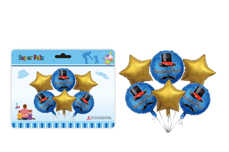 PAPA (COMBO DE GLOBOS/DORADO/AZUL/SOMBRERO Y BIGOTE) - 1