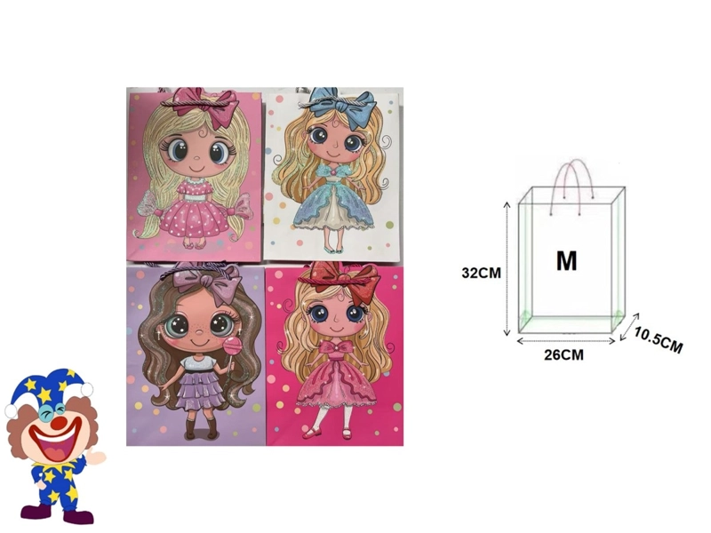 BOLSA DE REGALO MUÑEQUITAS 32 CM X 26 CM X 10.5 CM M - 1