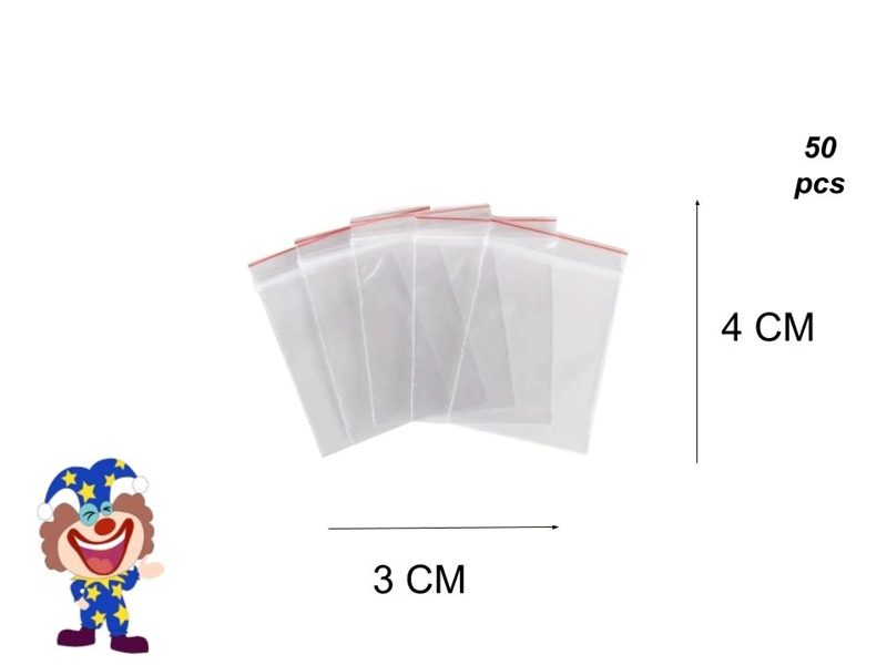 BOLSAS TIPO ZIPLOCK 3 CM X 4 CM 50 PCS - 1