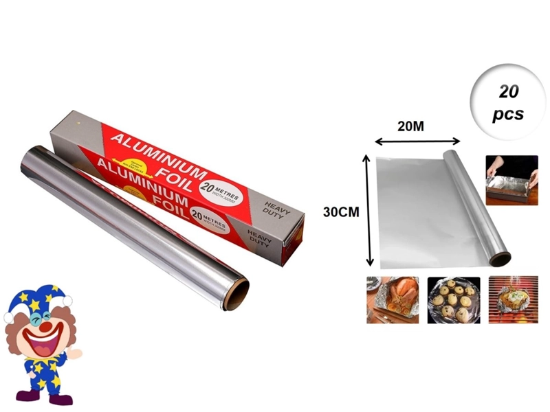 PAPEL DE ALUMINIO 30 CM X 20 M 20 PCS - 1
