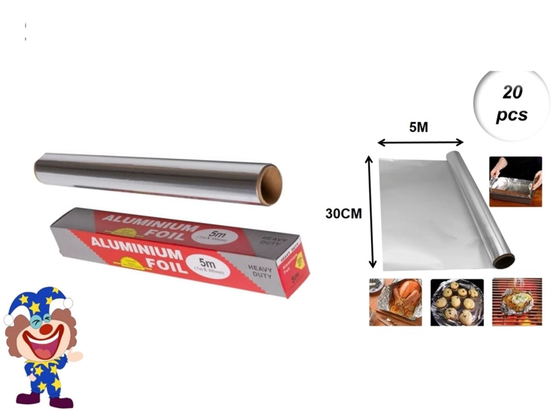 PAPEL DE ALUMINIO 30 CM X 5 M 20 PCS - 1