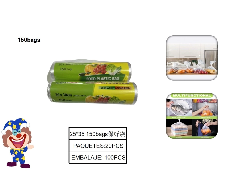 BOLSAS ROLLO CONTINUO FOOD PLASTIC BAG  25 CM X 35 CM 150BAGS - 1