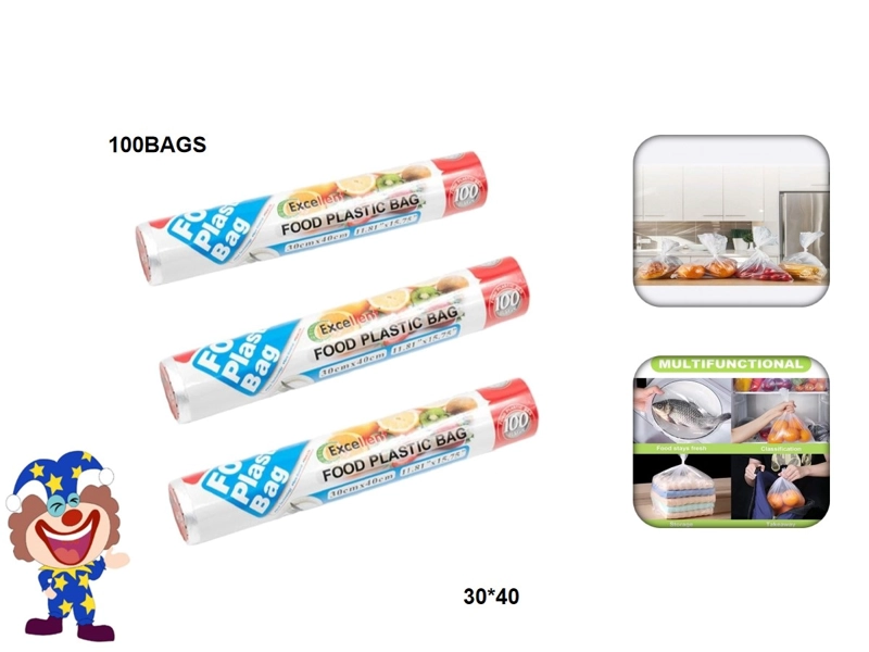BOLSAS ROLLO CONTINUO FOOD PLASTIC BAG  30 CM X 40 CM 100BAGS - 1