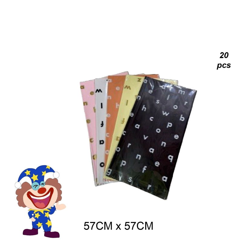 PAPEL COREANO MULTICOLOR CON LETRAS 57 CM X 57 CM - 1