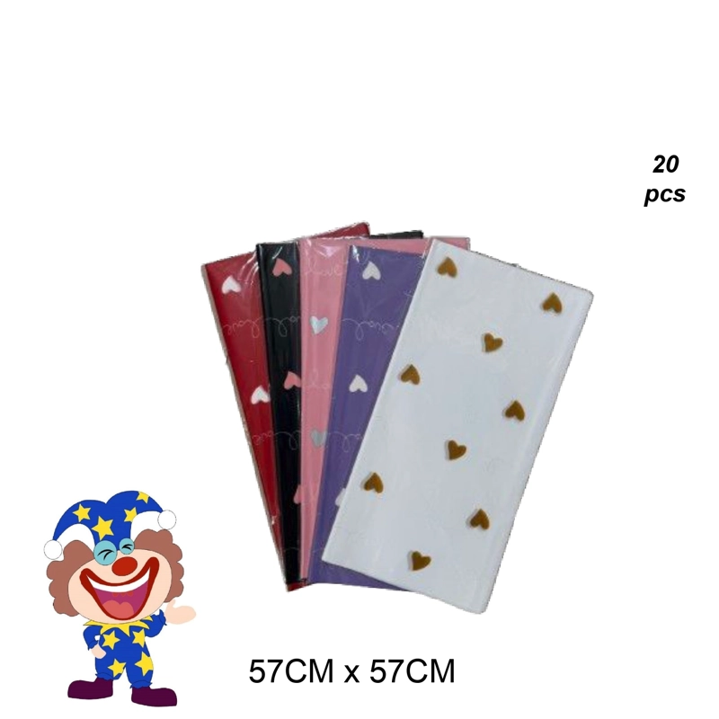 PAPEL COREANO MULTICOLOR CON CORAZONES MEDIANOS 57 CM X 57 CM - 1