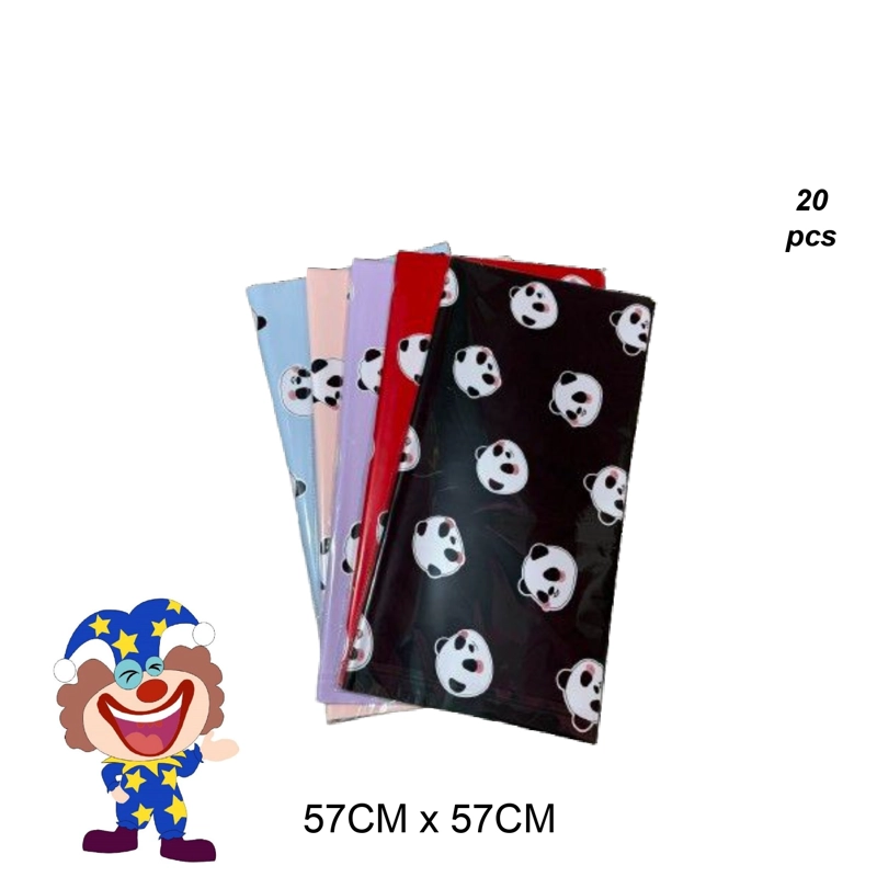 PAPEL COREANO MULTICOLOR CON CARA DE PANDA 57 CM X 57 CM - 1