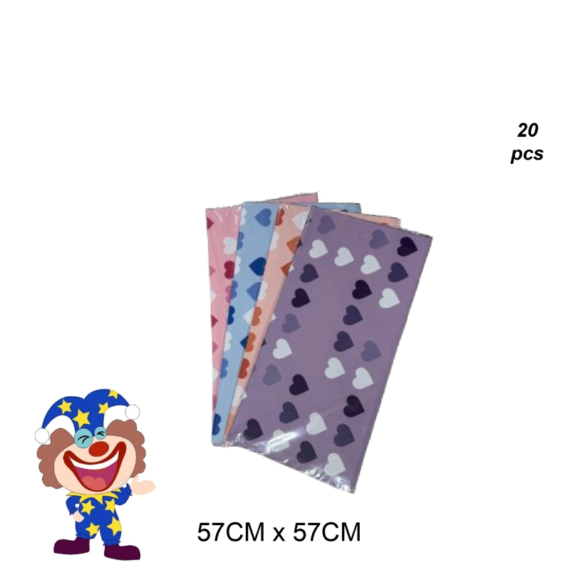 PAPEL COREANO MULTICOLOR CON CORAZONES GRANDES 57 CM X 57 CM - 1