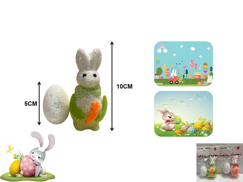 PASCUA ADORNO DE CONEJO 10 CM Y HUEVO 5 CM DE PASCUA - 1