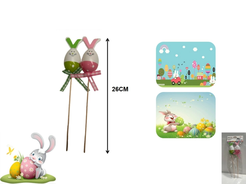 PASCUA BASTON DE PASCUA CON HUEVO DE CONEJO 26 CM - 1