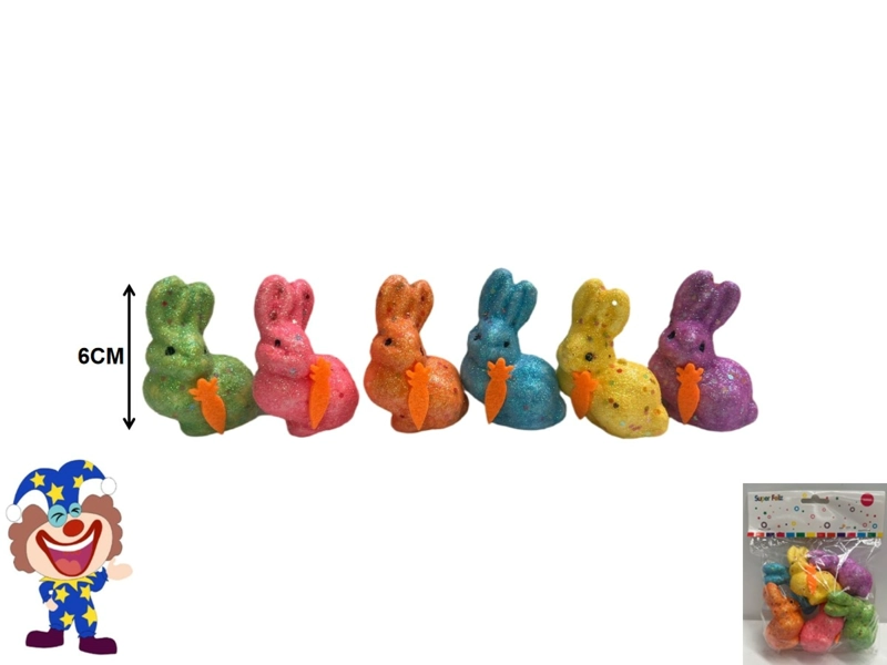 PASCUA FIGURAS MULTICOLOR DECORATIVAS DE CONEJO 6 CM - 1