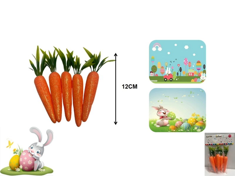 PASCUA ZANAHORIAS DECORATIVAS CON ESCARCHA 12 CM - 1