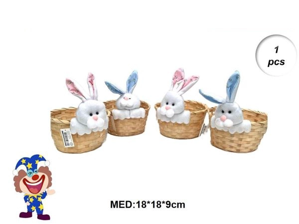 PASCUA CESTA CON DECORACION DE CONEJO 18 CM X 18 CM X 9 CM - 1