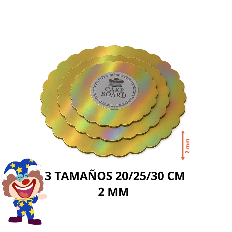 BASES DE TORTAS DORADA 3 TAMAÑOS 20/25/30 CM X 2 MM - 1