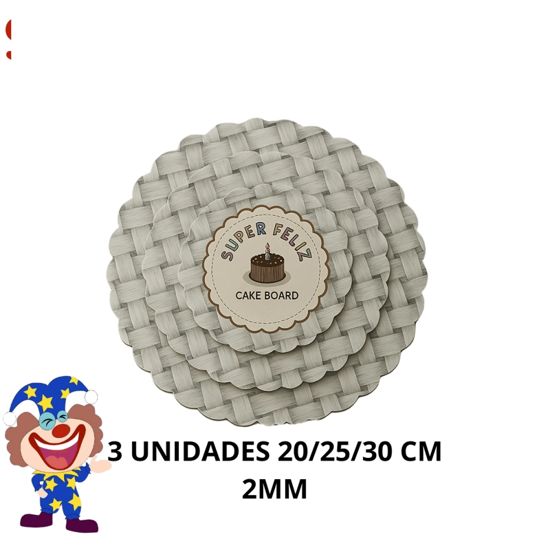 BASES DE TORTAS GRIS 3 TAMAÑOS 20/25/30 CM X 2 MM - 1