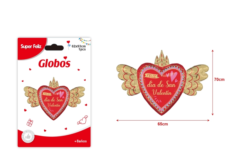 SAN VALENTIN GLOBO EN FORMA DE CORAZON FELIZ DIA DE SAN VALENTIN 65 CM X 93 CM - 1