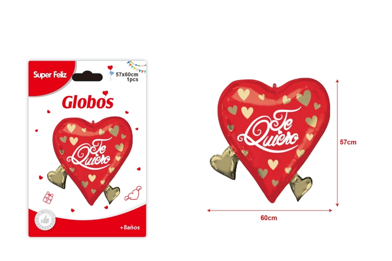 SAN VALENTIN GLOBO EN FORMA DE CORAZON TE QUIERO 60 CM X 57 CM - 1